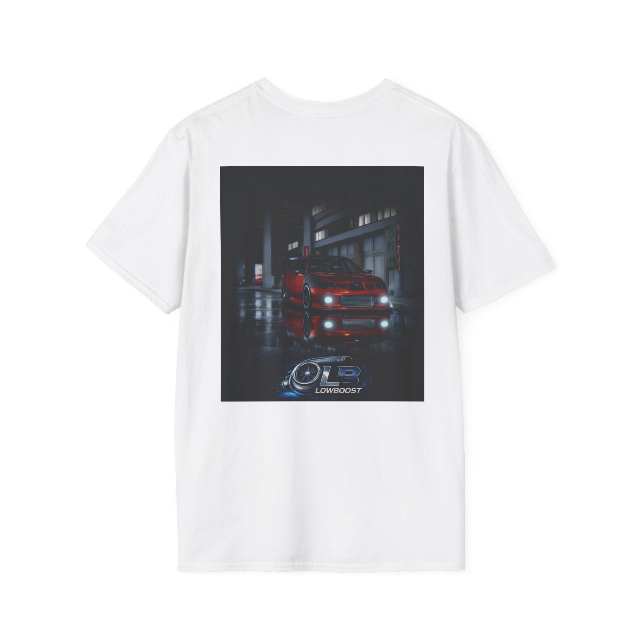 LB Midnight STI T-Shirt — Red WRX STI Night Scene Graphic (Logo on Chest)