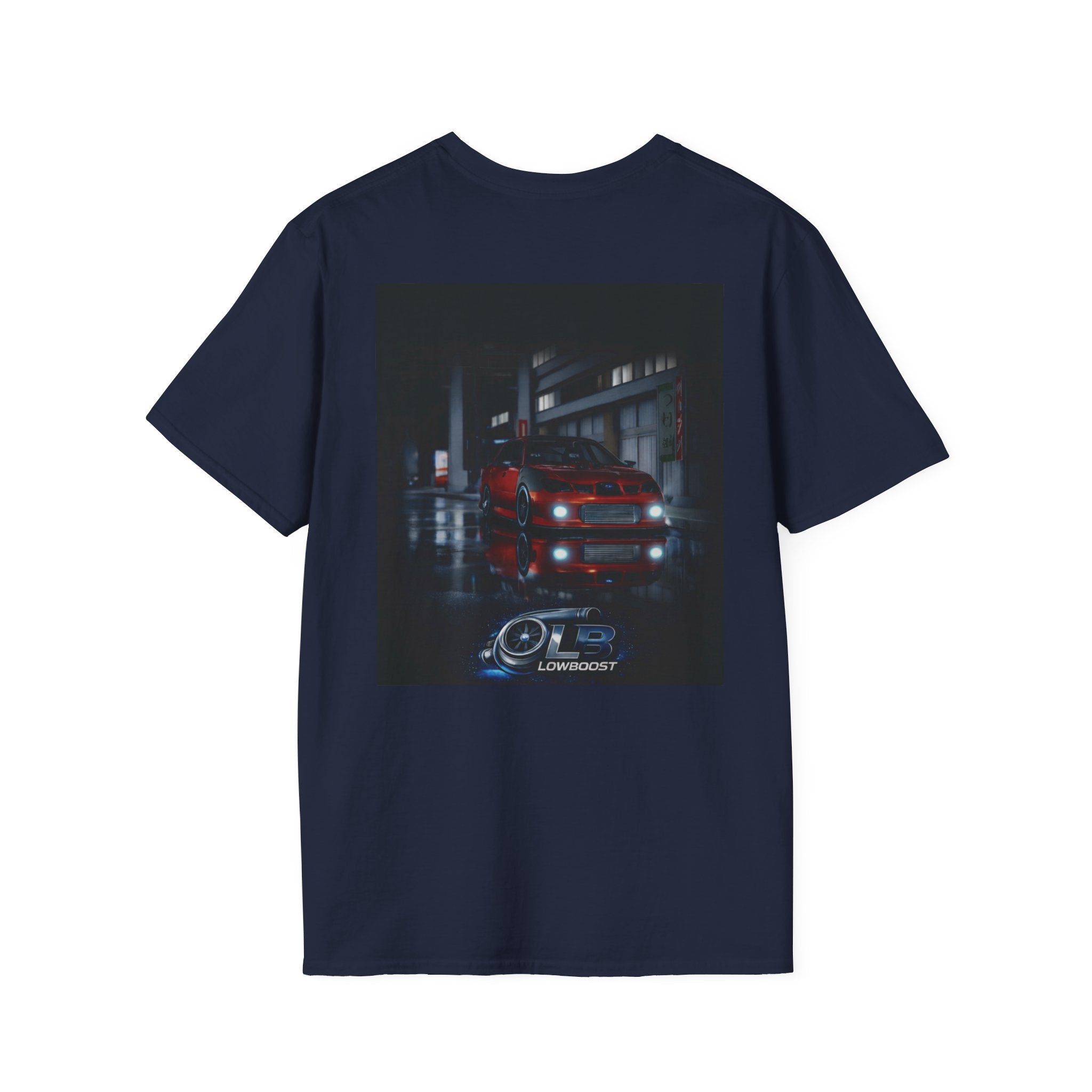 LB Midnight STI T-Shirt — Red WRX STI Night Scene Graphic (Logo on Chest)