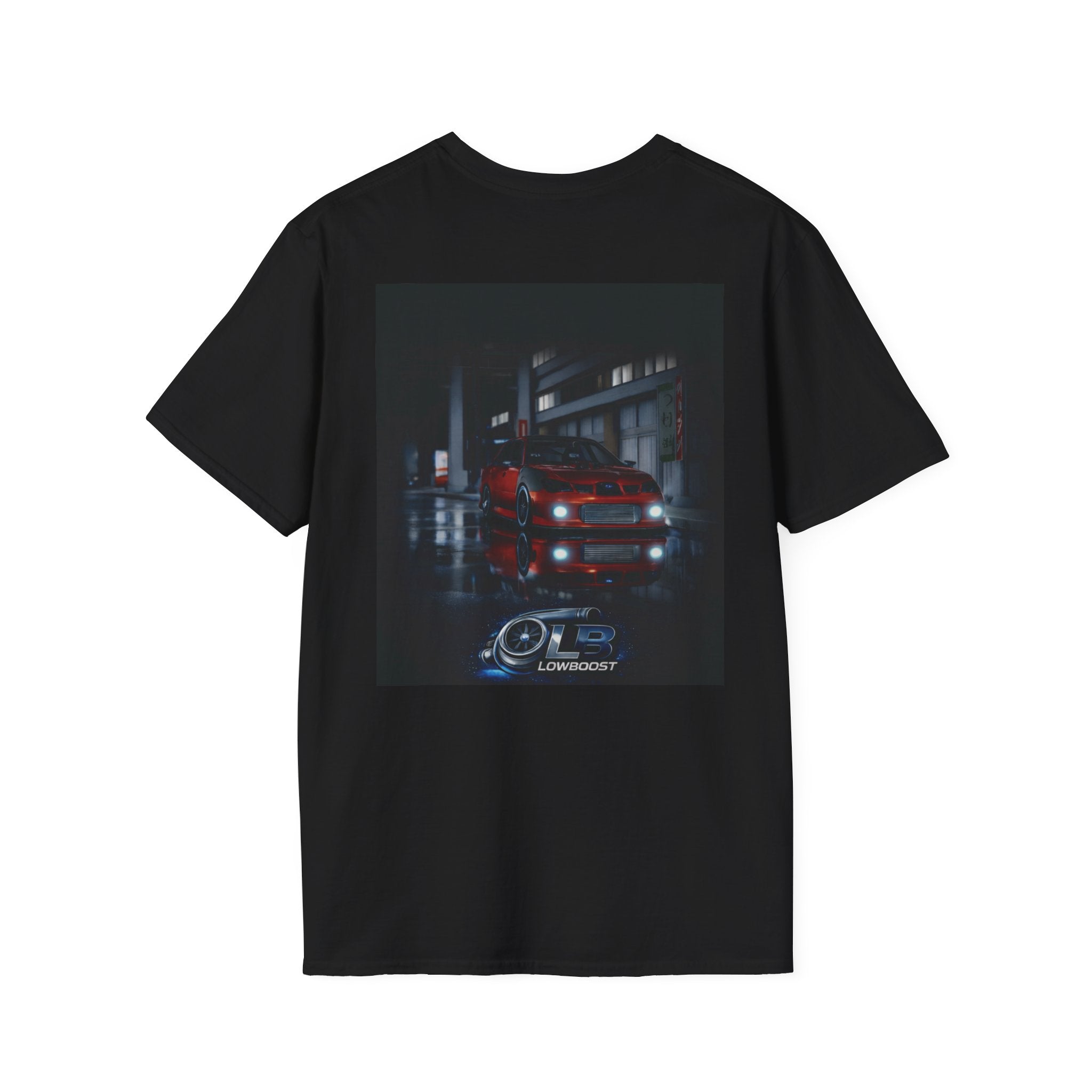 LB Midnight STI T-Shirt — Red WRX STI Night Scene Graphic (Logo on Chest)