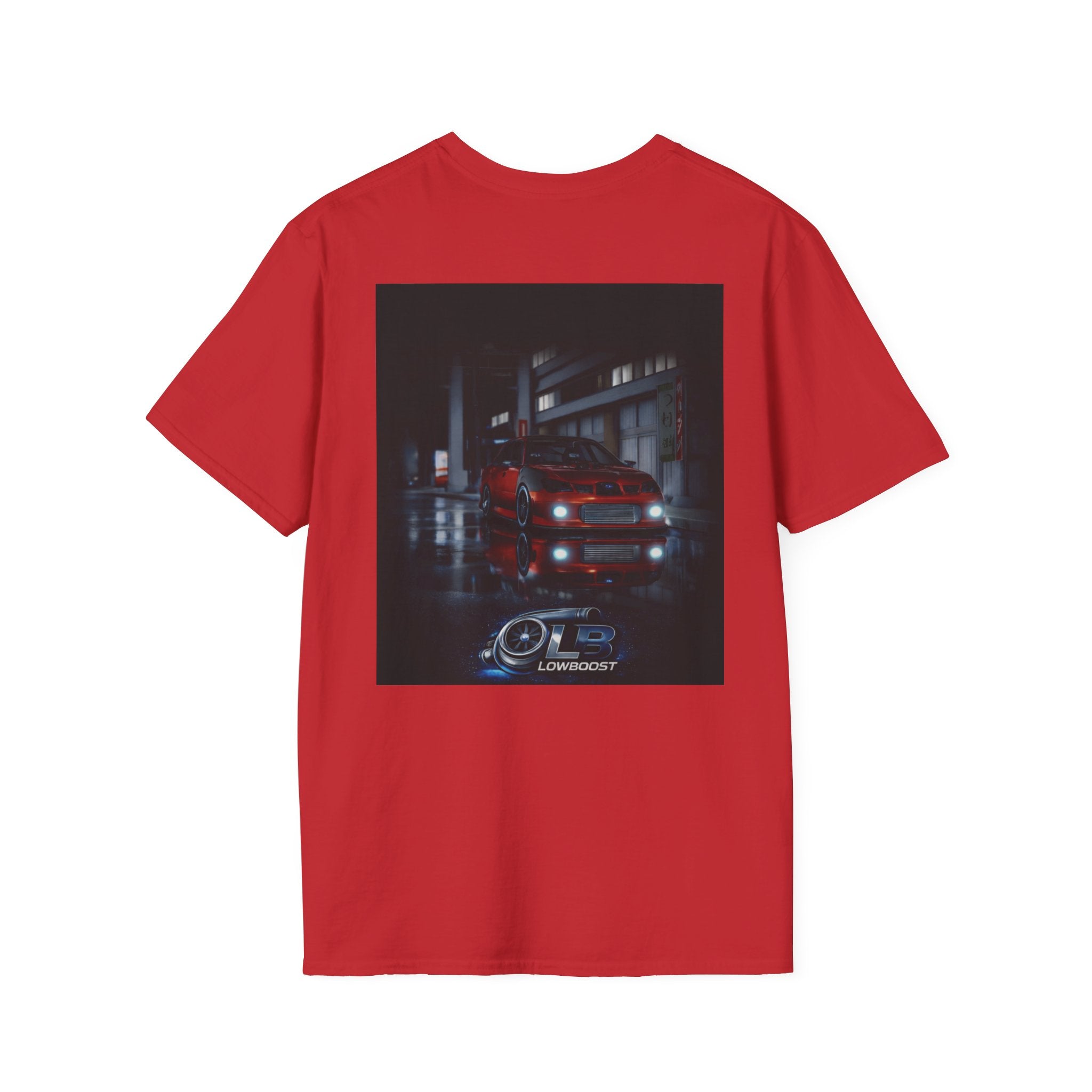 LB Midnight STI T-Shirt — Red WRX STI Night Scene Graphic (Logo on Chest)