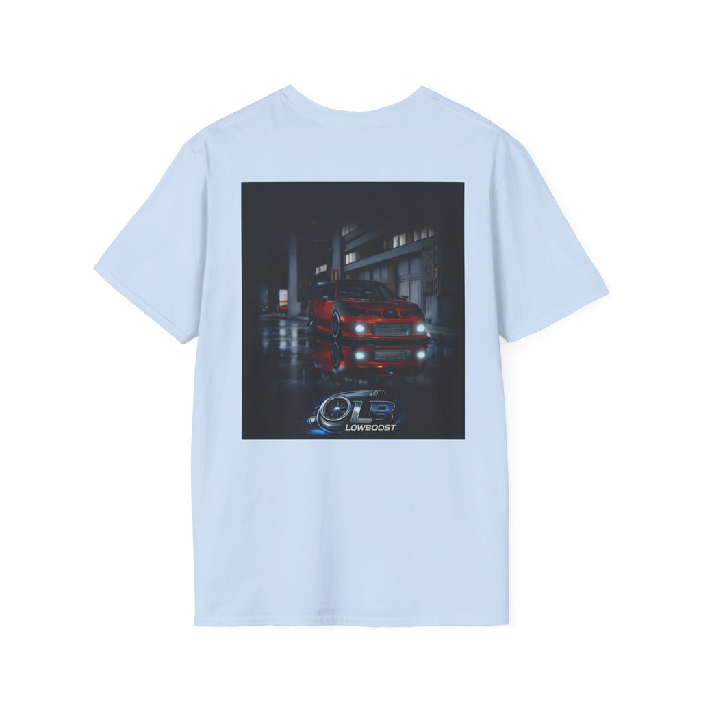 LB Midnight STI T-Shirt — Red WRX STI Night Scene Graphic (Logo on Chest)