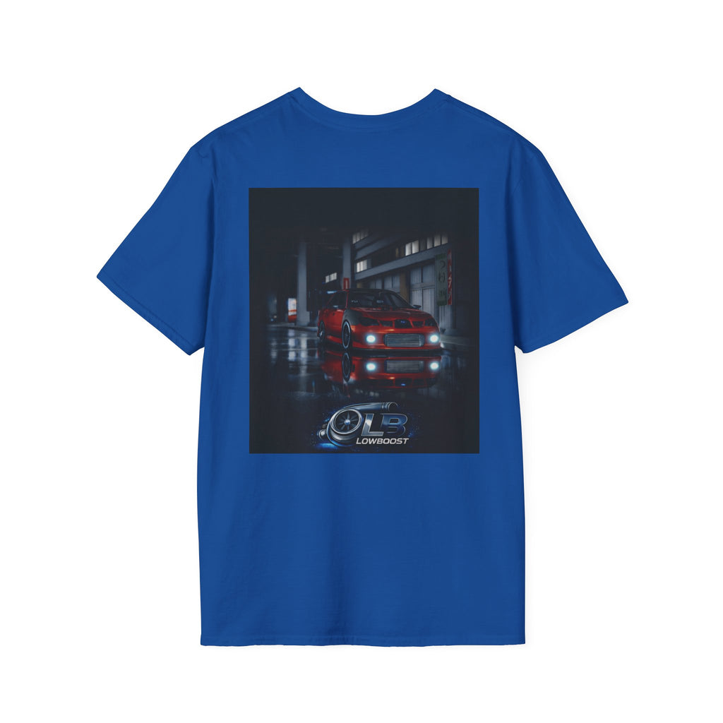 LB Midnight STI T-Shirt — Red WRX STI Night Scene Graphic (Logo on Chest)