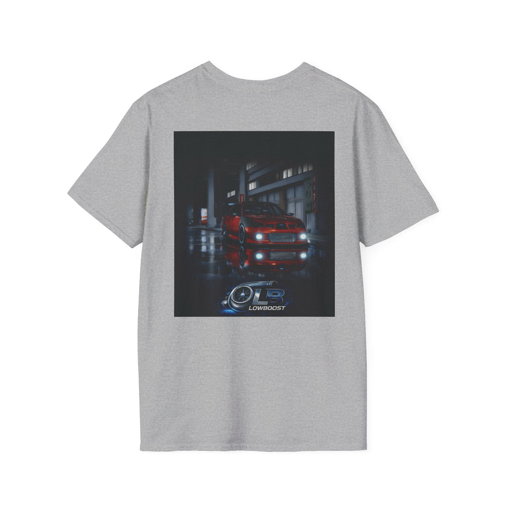 LB Midnight STI T-Shirt — Red WRX STI Night Scene Graphic (Logo on Chest)