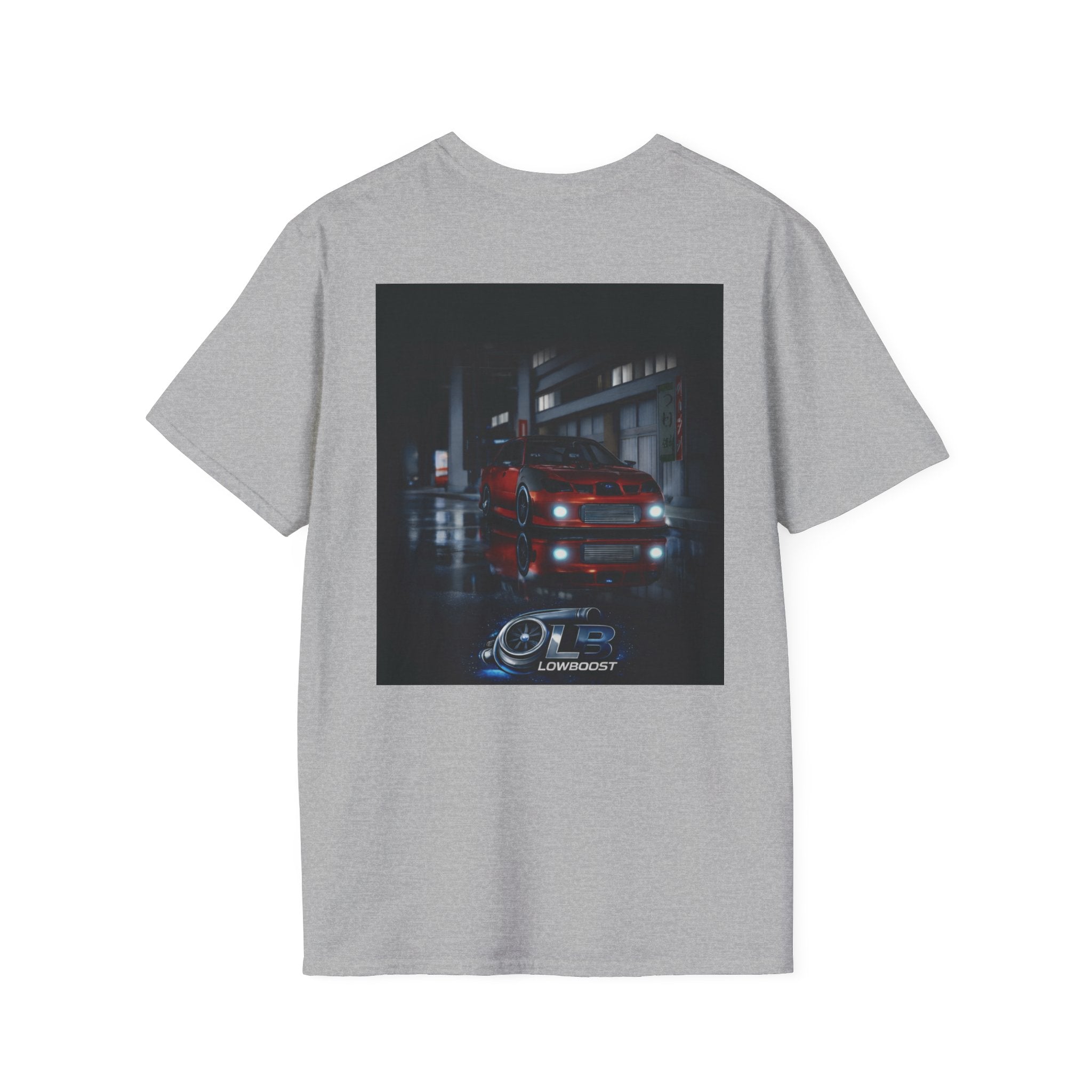 LB Midnight STI T-Shirt — Red WRX STI Night Scene Graphic (Logo on Chest)